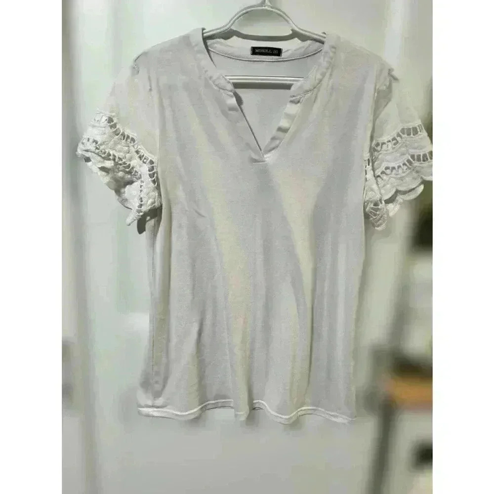 Miholl Top Crochet Short Sleeves, Size Medium‎